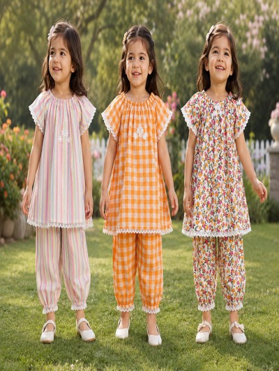 (৩ টি টপস ৩ টি পেন্ট) Blossom Kids Co-ord Set