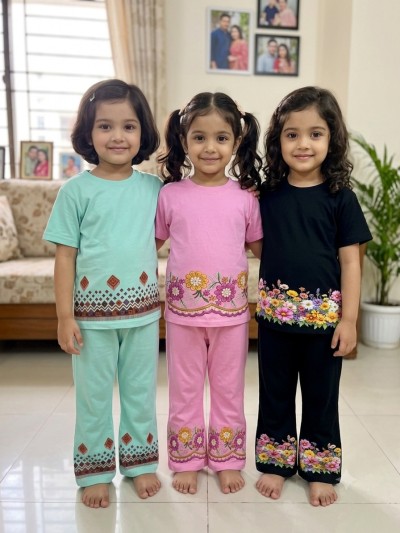 3 piece Tops And 3 piece Matching Pent (Printed)
