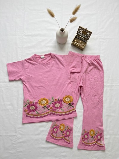 1 set- pink color-shirt with Matching pent printed